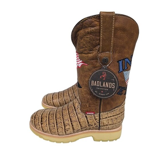 Dingo Men's DI 607  Patriot Leather Crocodile Print Cowboy Western Boot Tan 10D - Picture 4 of 6